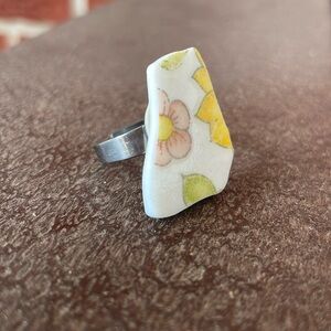 Handmade broken china plate ring